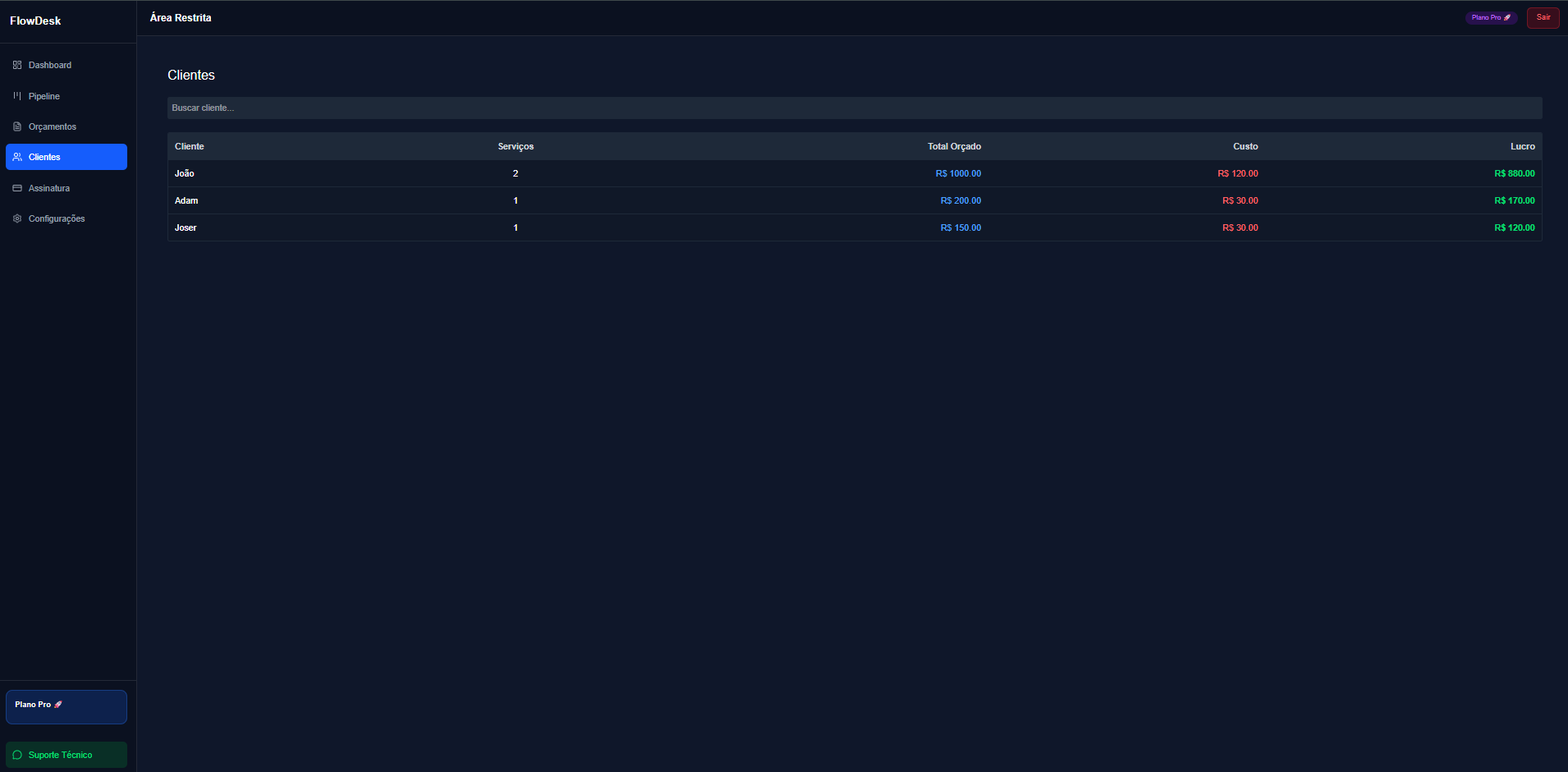 Controle de Planos e Crescimento